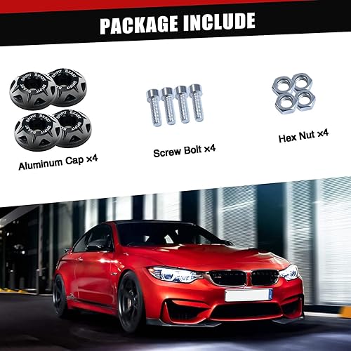 Miniatura 6 de Tornillos para matrícula tornillos M6, kit de tornillos para placa de matrícula, aleación de aluminio tallada CNC, automóviles, camiones,