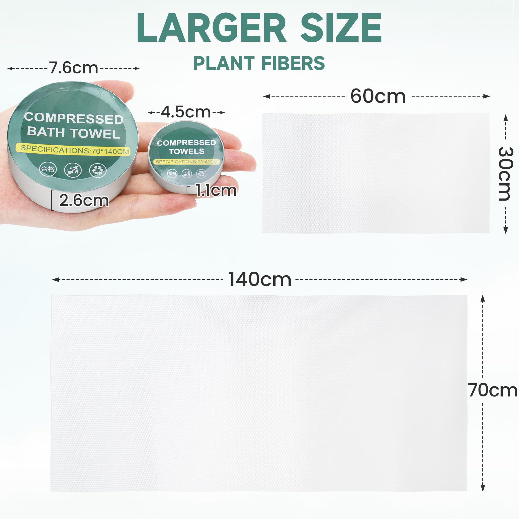 Asciugamani Compressi Usa e Getta Telo Doccia Monouso Set 4 Pezzi per Viaggio/Campeggio/Hotel Disposable Bath Towels