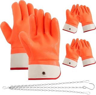 2 Pairs Propane Cylinder Handling Gloves with Chains Double Dipped PVC Forklift Propane Gloves Men Work Waterproof