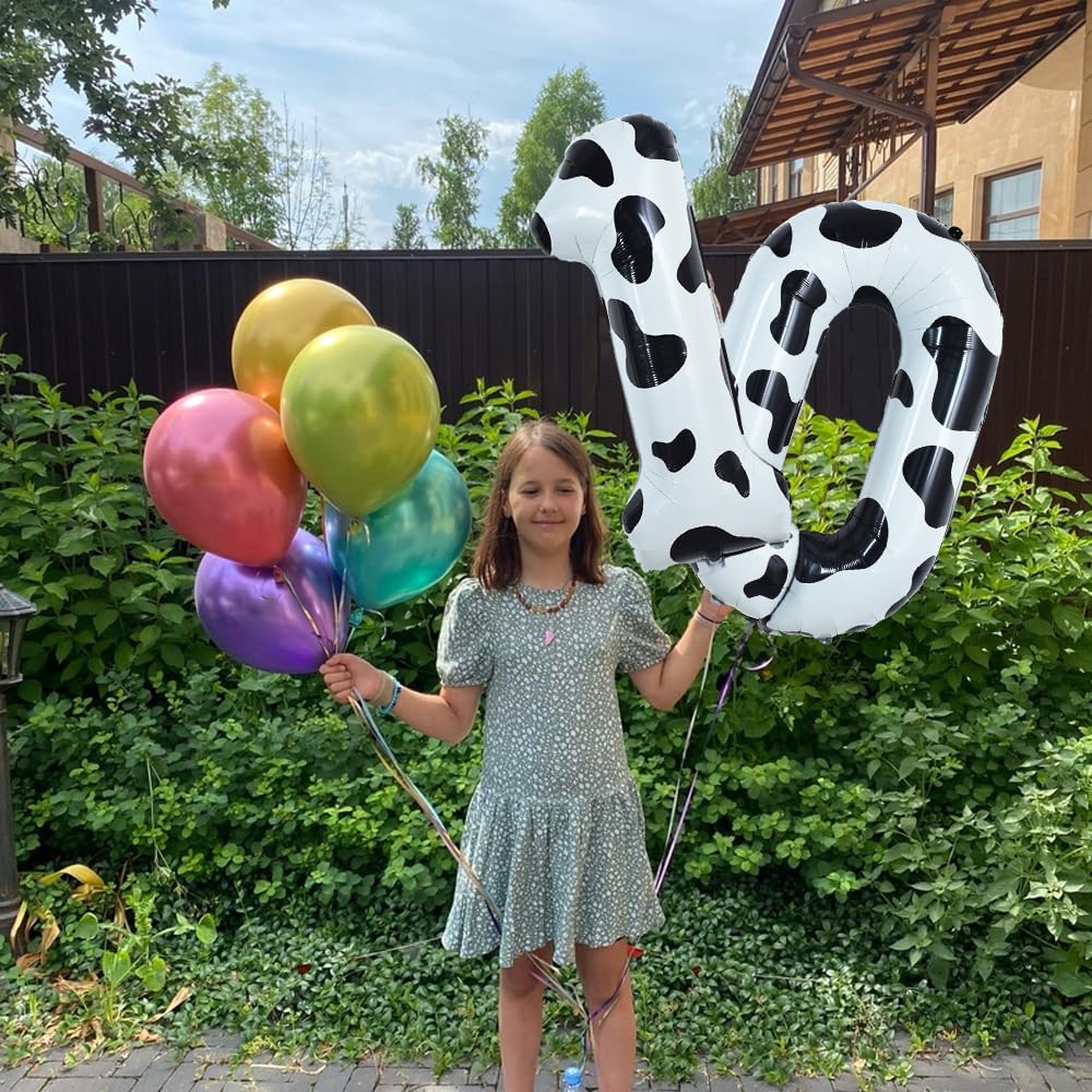 40 Inch Cow Print Number 0 Balloon - Cowgirl Birthday Party Decor, Farm Theme Barn Party