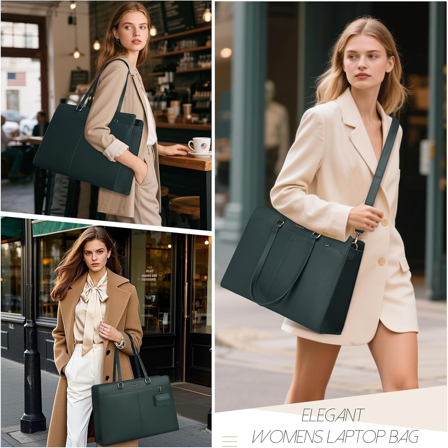 RAINSMORE Laptop Bag for Women 15.6 Inch Work Tote Bags Waterproof Leather Laptop Computer Tote Professional Briefcase
