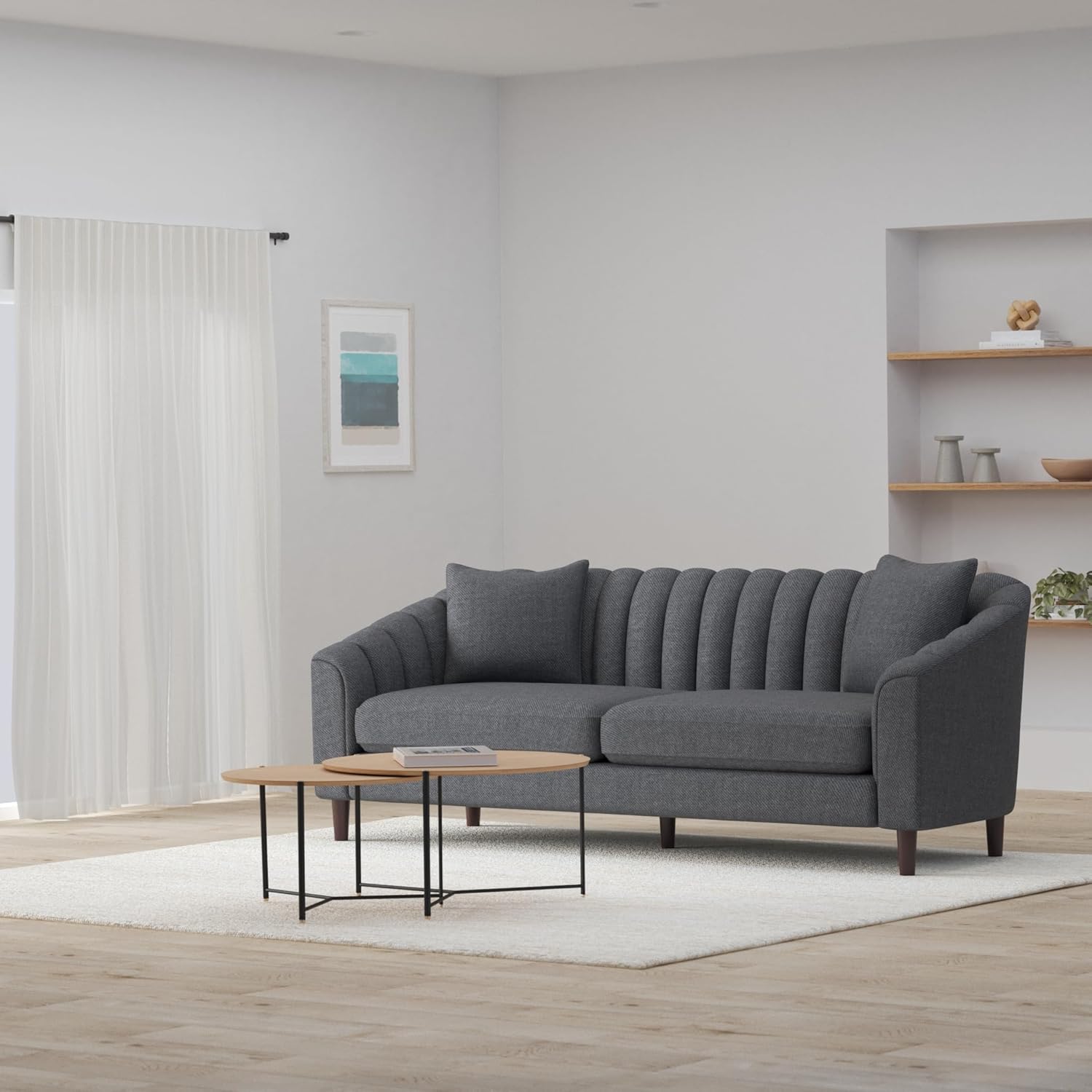 Christopher Knight Home Ansonia Sofas, Charcoal + Dark Walnut