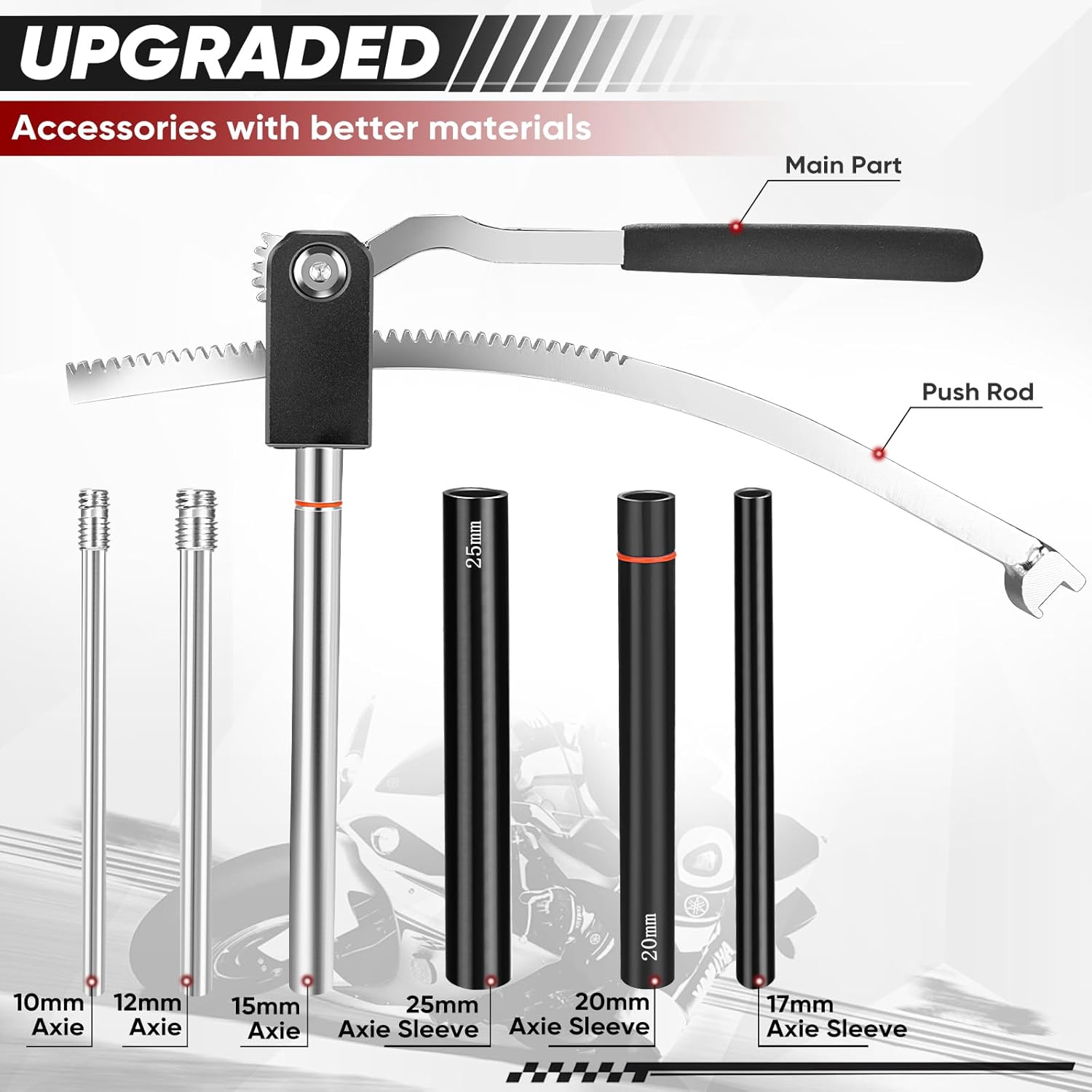 Dirt Bike Tire Changing Tool Kit, Suitable for 16-21 Inch Wheels, Including 10/12/15mm Axle Adapters, Quick Tire Change in The Wild, and Foldable Design for Easy Portability, Black
