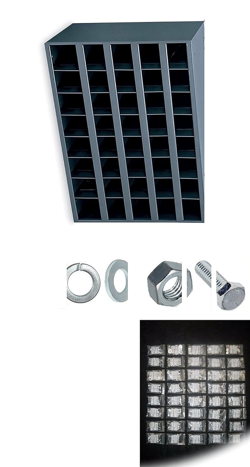 Grade 5 COARSE Thread Bolt NUT & Washer Assortment - KIT 1496 with 40 Hole BIN Hardware Fastener Kit Set RV9521S