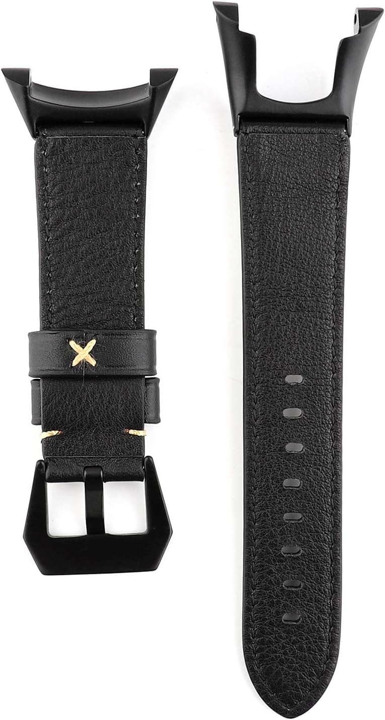 Replacement Cowhide Leather Watch Band for Suunto Ambit 2/2S/2R/3 Sport/3 Run/3 PEAK, 22mm Width Leather Strap (Black, Medium, 6.7 inches - 8.85 inches)
