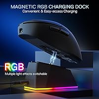 Vista 4 de Redragon M998 - Mouse inalámbrico ligero para juegos con base de carga magnética RGB, BT/2.4G inalámbrico/con cable, 24000 DPI, 6 botones