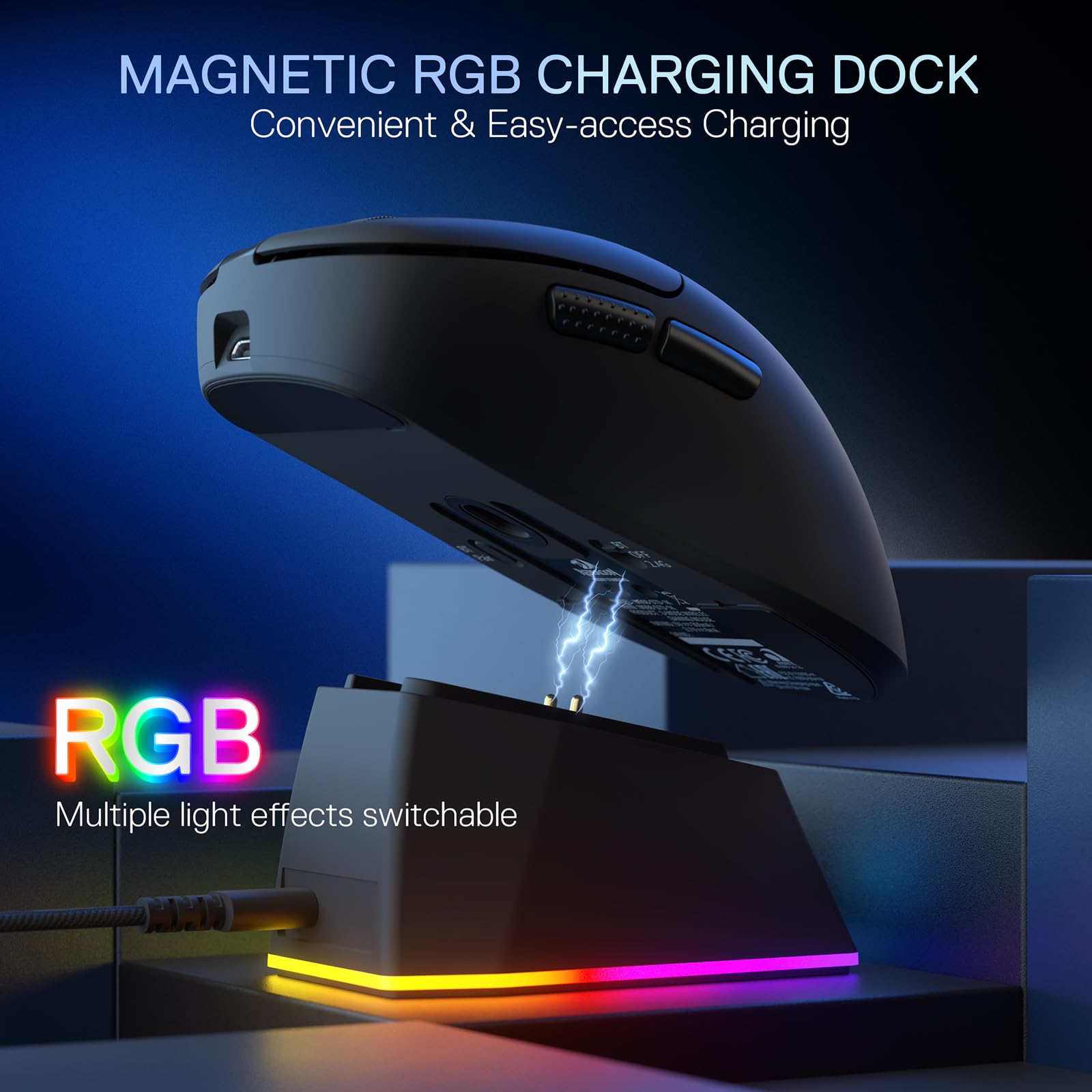 Redragon M998 Ratón Gaming Inalámbrico Base Carga Magnética RGB 24000 dpi