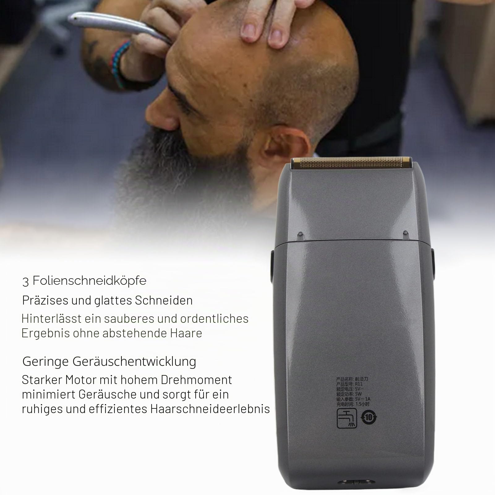Elektrischer Rasierer für Männer Glatzenrasierer für Männer 3-in-1-Rasierer für Männer mit 3-Folien-Kopf Wiederaufladbarer Friseurrasierer Haarschneidemaschine für Männer