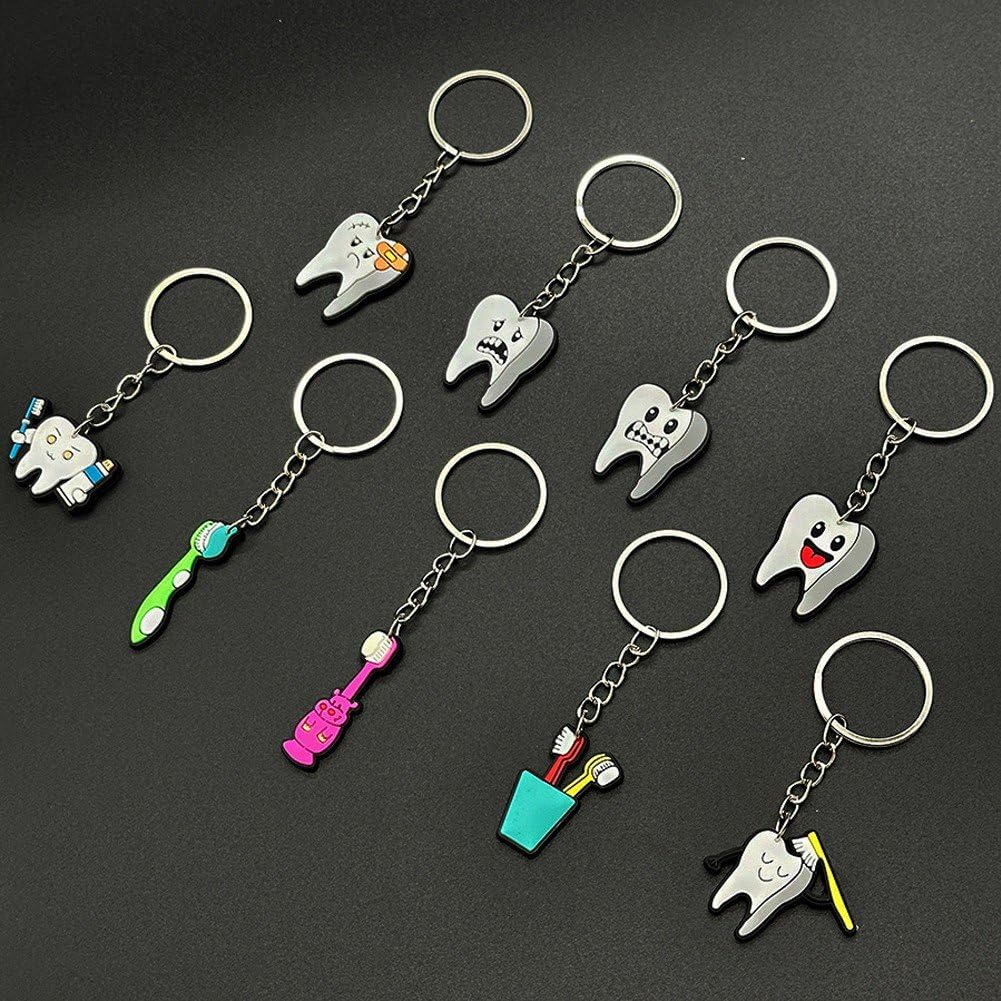 Amazon.co.jp: 歯 キーホルダー 9個セット キーリング 歯ブラシ