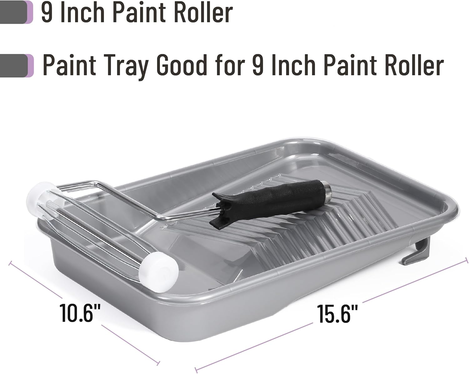Bates- Paint Tray Set, 9 Inch, 22 pcs, 1x 9 Inch Paint Roller Tray, 20x Disposable Plastic Liners & 1x Roller Frame