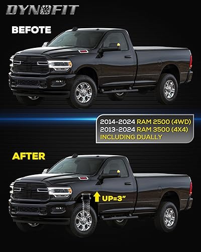 Miniatura 3 de dynofit Kit de elevación de nivelación frontal de 3 pulgadas para Ram 2500 (4WD), 2014-2022 Ram 3500 (4x4), espaciadores de estructura de acero