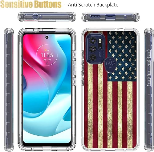 Miniatura 5 de Yodueiv Funda para Moto G60S, Motorola G60S XT2133-2 con protector de pantalla de vidrio templado, funda protectora de cuerpo completo con bonito