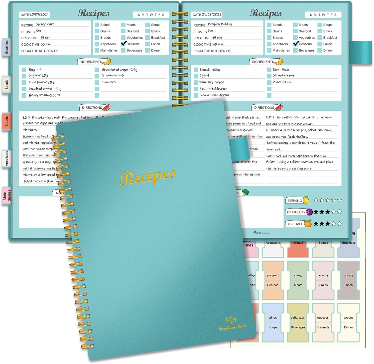 RegoldenBook Recipe Book to Write in Your Own Recipes, Blank Recipe