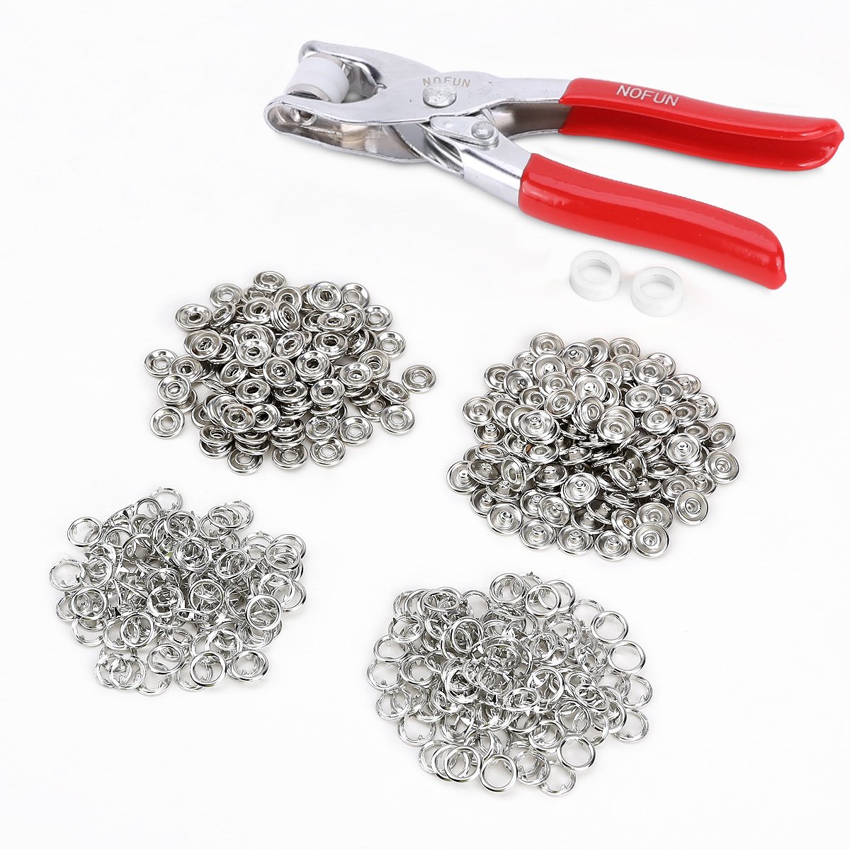 Surepromise 100Pcs 9.5mm Prong Press Studs Open Ring No Sew Snaps Buttons Fasteners