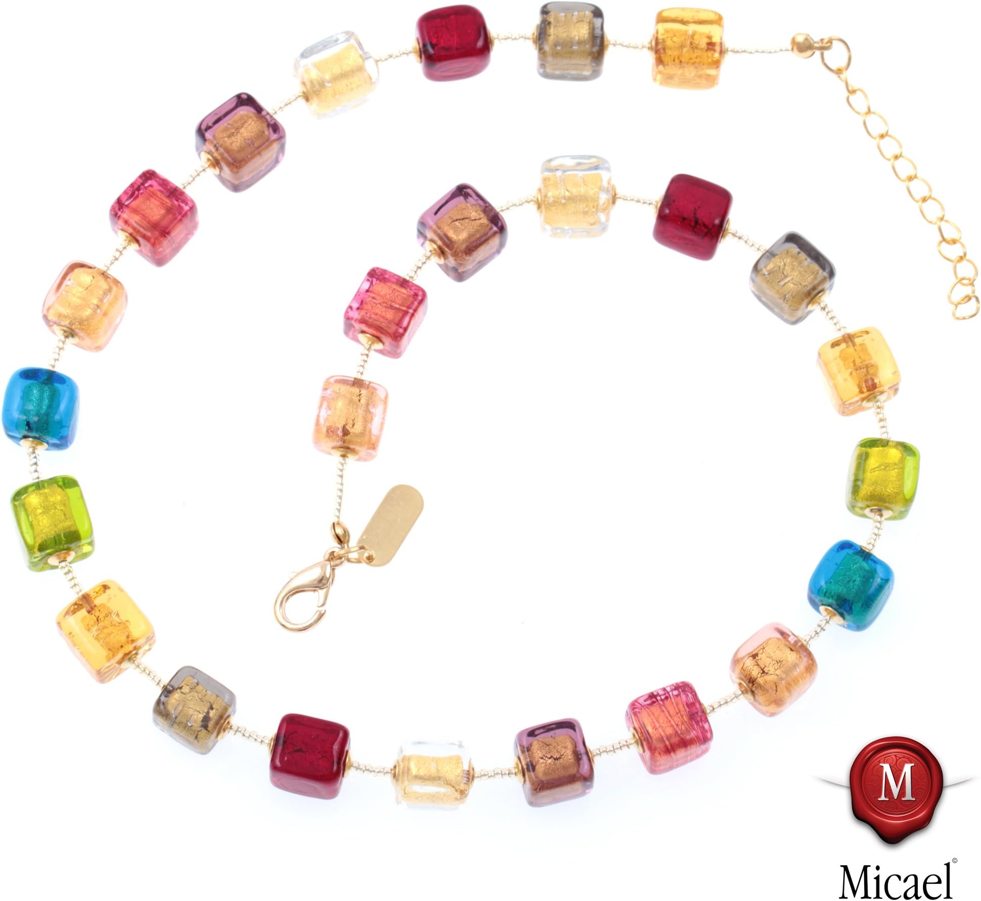 Murano Glass Collier "Quadro"-colorful-gold