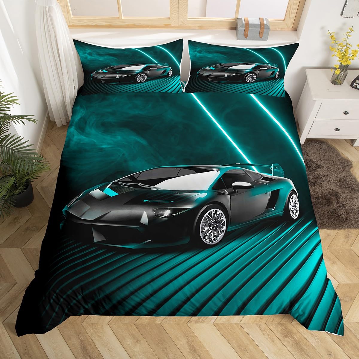 Parure de lit ado garçon voiture de sport pour transformer une chambre de jeune pilote