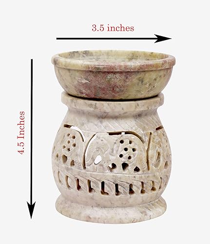 Miniatura 3 de ARTISENIA Difusor de aceite esencial de esteatita tallada a mano con soporte para luz de té, aromaterapia, difusor de aroma para spa, yoga,