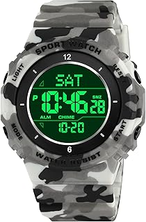 Lorciix Mens Digital Watch, Sport Military Watches for Men Waterproof LED Screen Large Face Tactical Watch with Backlight Alarm Stopwatch Wrist Watch