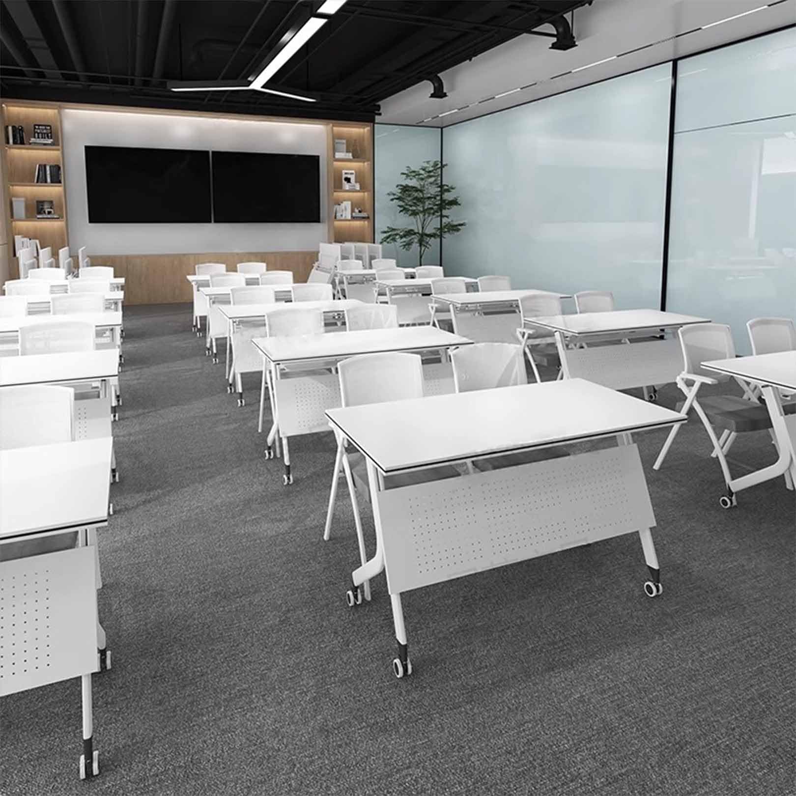 Table de réunion à pliage rapide avec roulettes verrouillables pour bureau, séminaire et utilisation collaborative