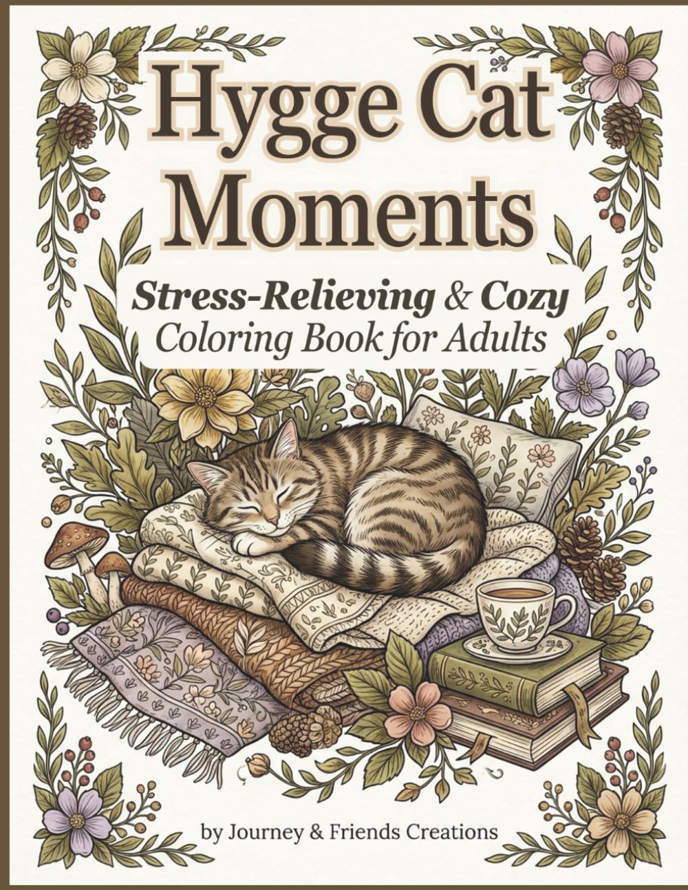 Hygge Cat Moments: Stress Relieving & Cozy Coloring Book for Adults: Cute Hygge Relaxing Coloring Book, Intricate Detail
