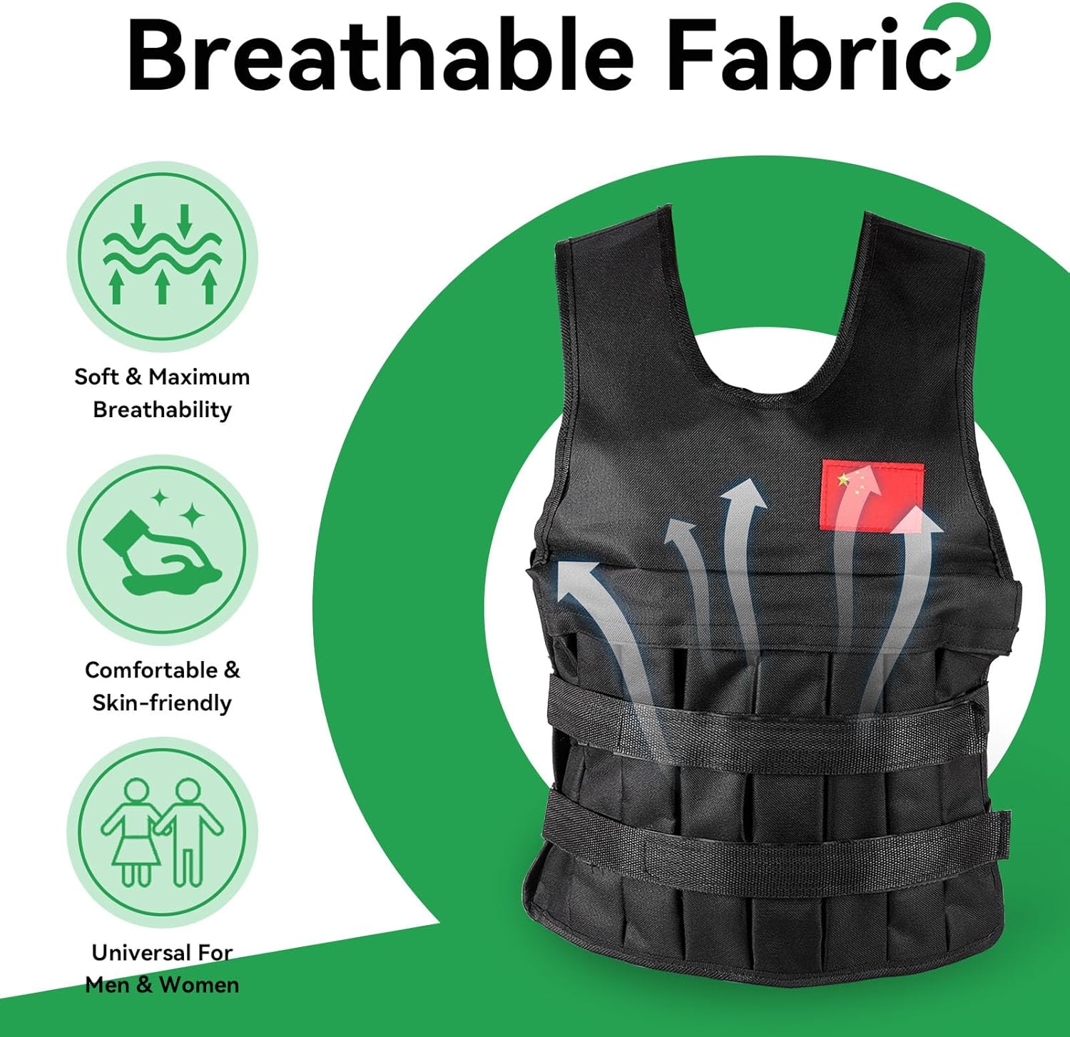 20KG Weighted Vest with 4Pcs Sand Bags（without weight）, Adjustable Training Waistcoat for Workout, Strength Training, Running, Fitness, Muscle Building Black image 4 of 9 B0DGXFHFMH