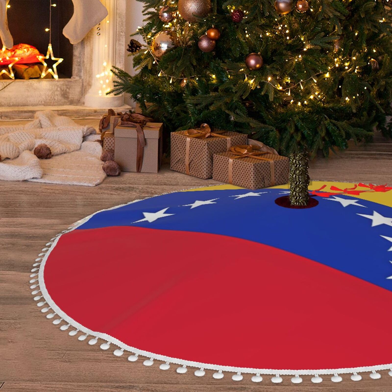 Couvre-pied de sapin imperméable protège-sol Noël Venezuela 122 cm