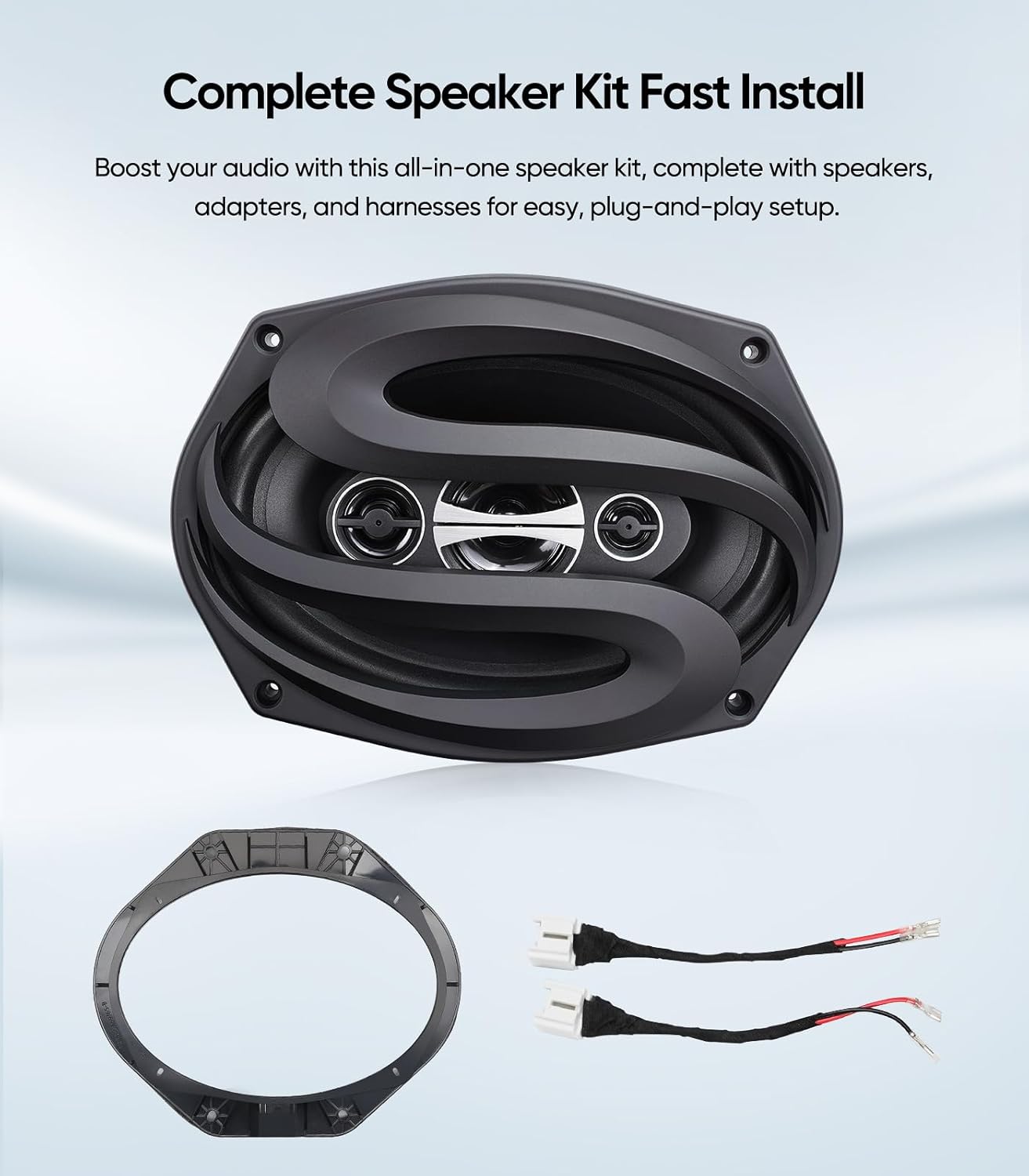 6x9 4-Way Car Audio Door Speakers (Pair) for F-150 2015-2024,350 Watts max Power,with Adapters and Harness,Full Range,Coaxial,Enhanced Sound,Car Audio Speaker Upgrade kit