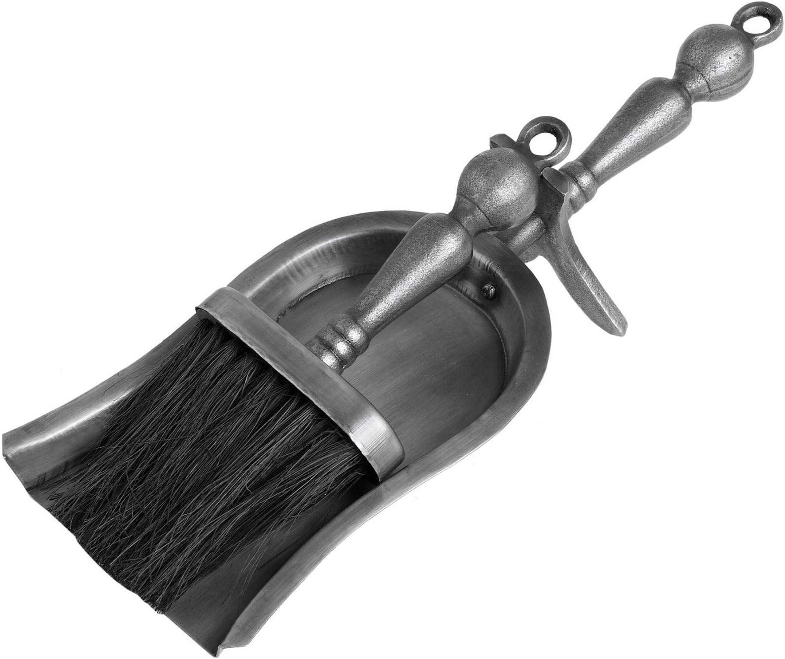 Hearth Fireside Shovel Brush Set Fire Fireplace Tidy Tools Antique Pewter Silver