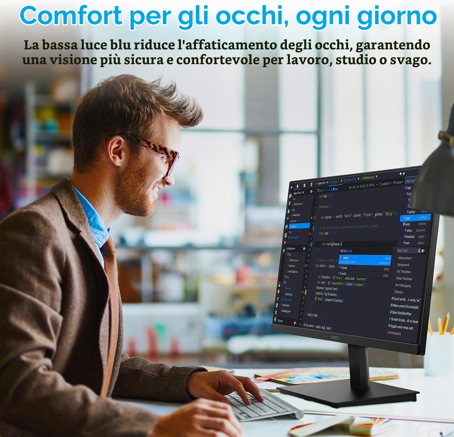 KOORUI Gaming Monitor 24 pollici, Altoparlanti incorporati, FHD 1920 * 1080p, 100Hz, Montabile VESA 75 x 75 mm, Adaptive Sync, Cura Degli Occhi e Regolazione Ergonomica Dell'Inclinazione