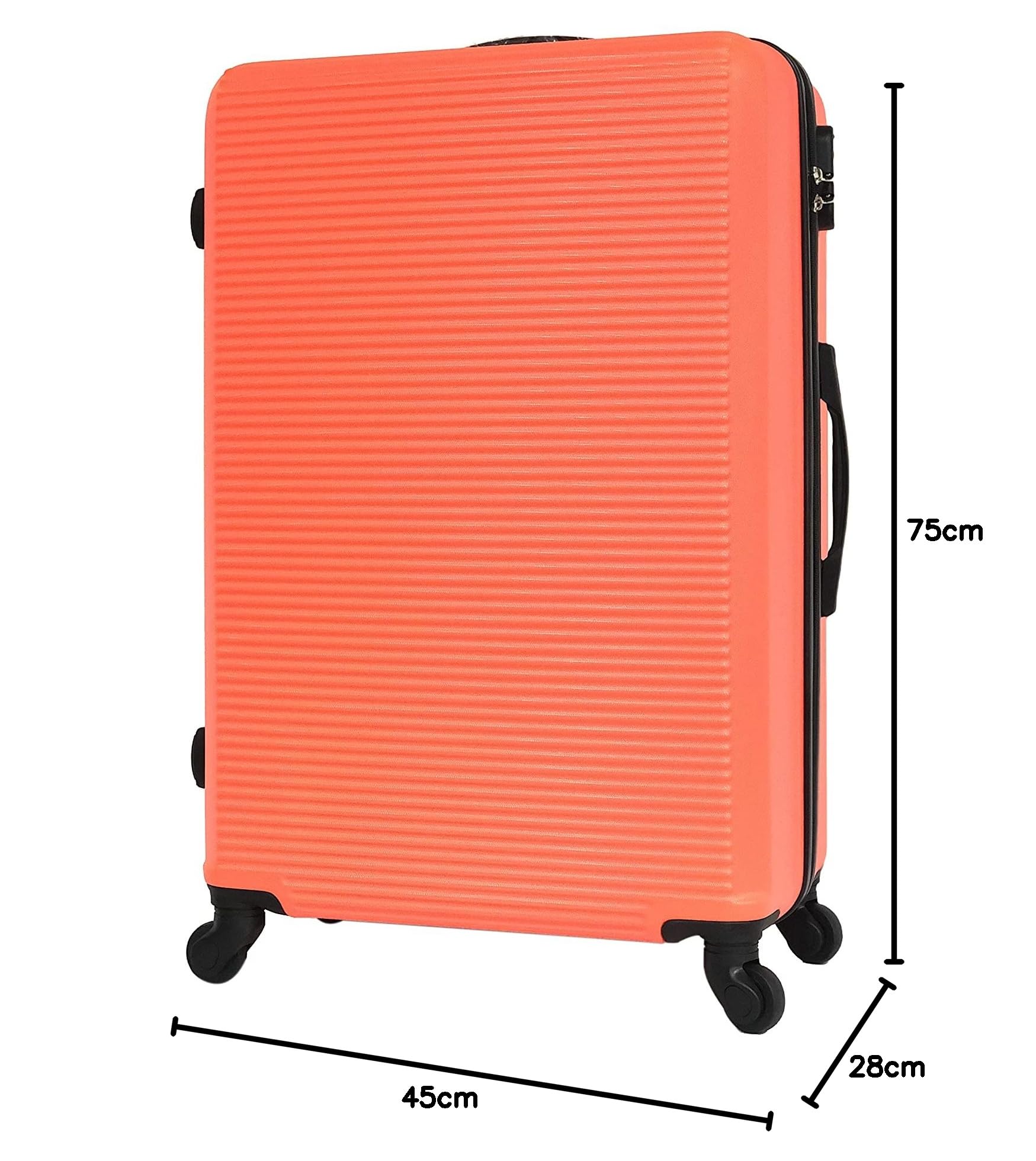 CELIMS - Duża Walizka Podróżna Sztywna na 4 kółkach Lekka Bagaż Rejestrowany 23kg 75cm | Zamek Zintegrowany | ABS | Duża Walizka na 4 kółkach 75cm | Pomarańczowy