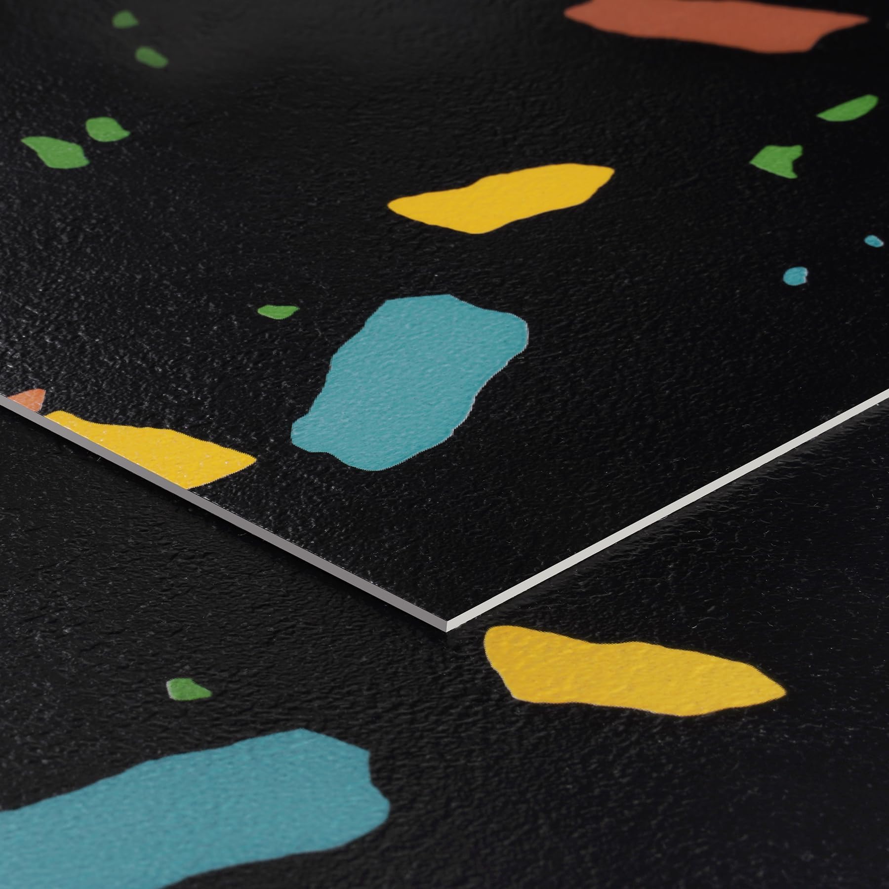 Livelynine PVC Bodenbelag Fliesenoptik Bunt 30x30CM Vinylboden Selbstklebend Badezimmer Schwarz Terrazzo Klebefliesen Boden Schwarz Granit 16-Fliesen PVC Fliesen Selbstklebend Küche Boden Schlafzimmer