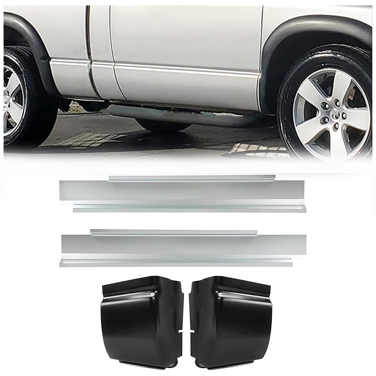 Rocker Panel & Cab Corner Kit Standard Cab Compatible With 2002-2009 Ram 1500 2500 3500 2 Door Rust Repair Set of 4-2Packages