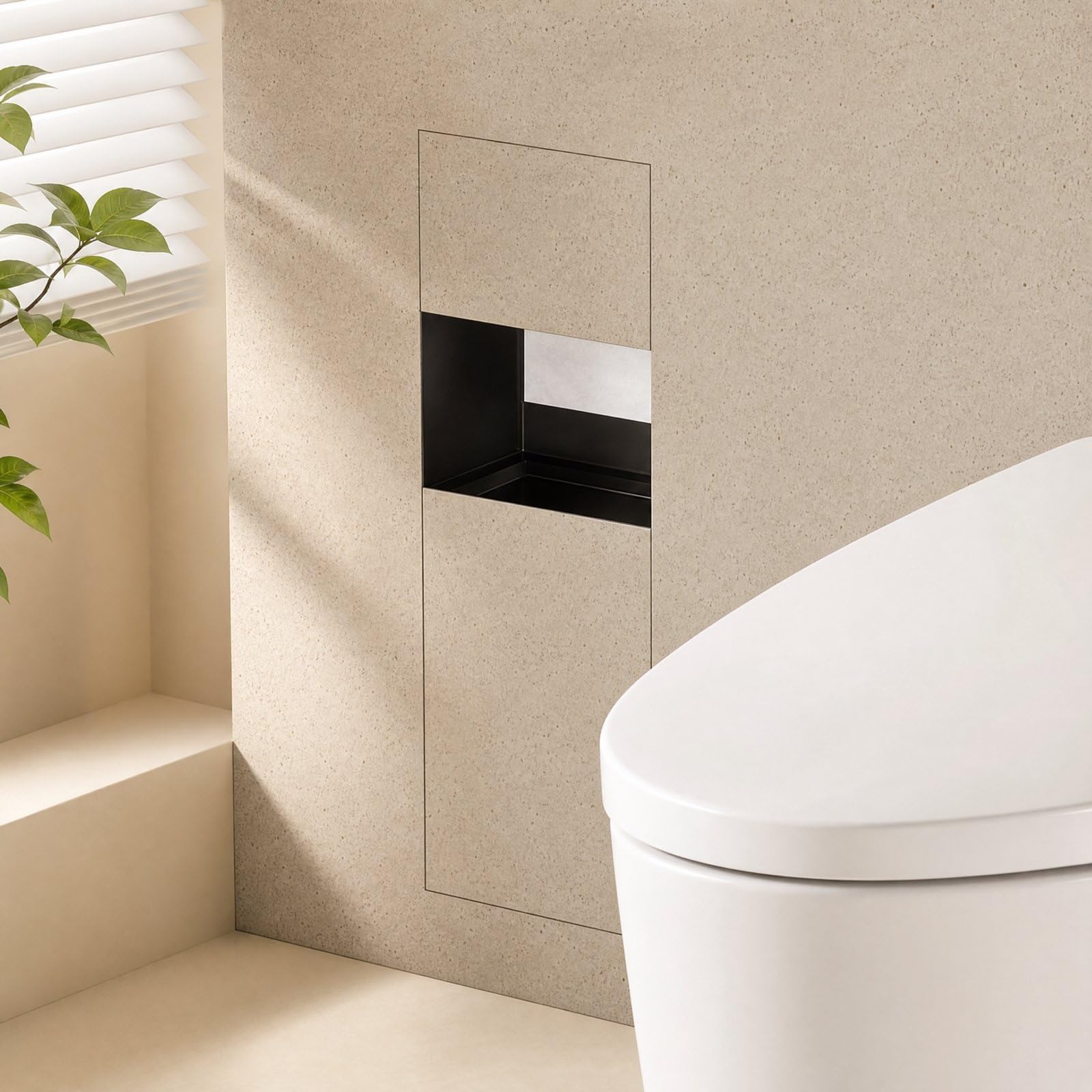 Moderno porta carta igienica da parete in acciaio con porta scopino, accessorio da bagno per casa, hotel e servizi igienici pubblici Sk Shower Solut