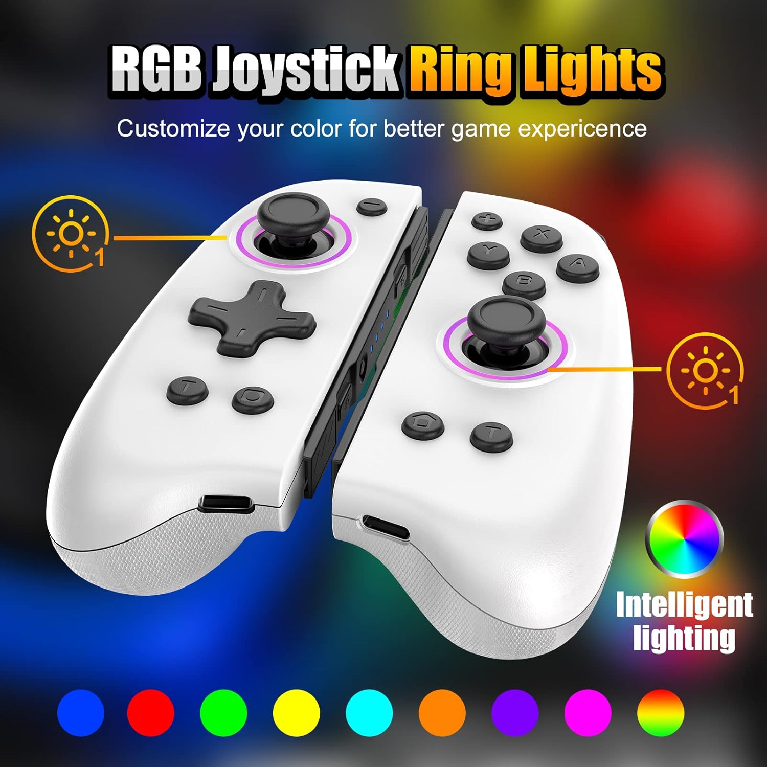 IINE Joypad Controller with RGB Joystick Ring Lights