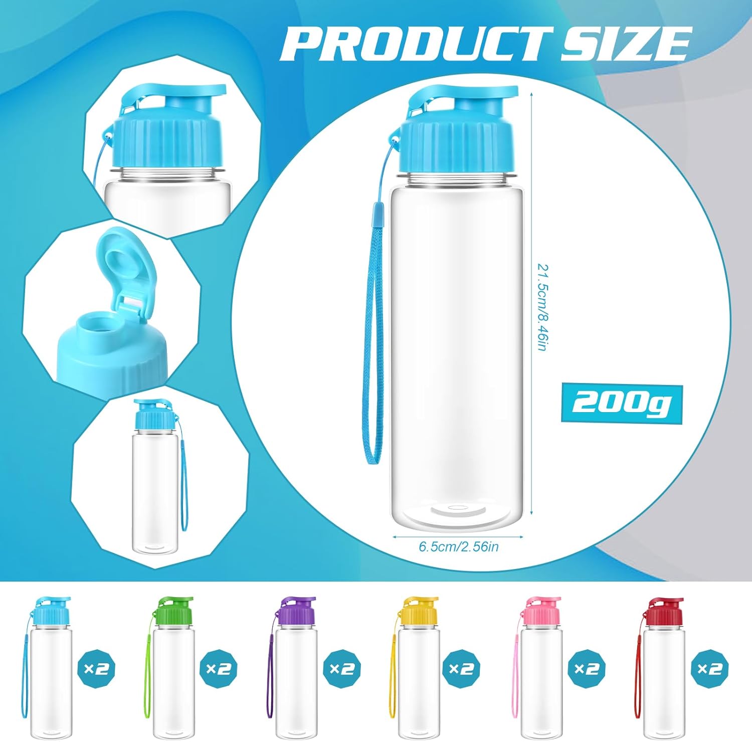Olgaa 12 Pack Water Bottles Bulk 17 oz End of the Year Gifts for Students Kids from Teacher Reusable Leak Portable Plastic Sports Summer Drink Water Bottles with Handle Strap for Cycling Camping - Image 2