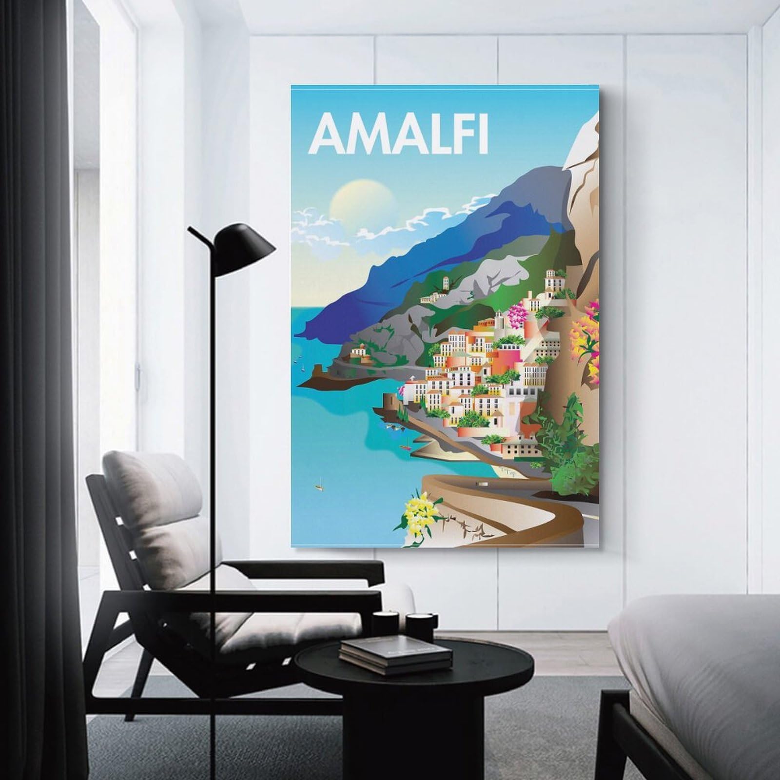 Junmoney Canvas Wall Decor Amalfi Coast Travel (2), 16x24inch(40x60cm), for Gallery Wall Layouts in Home Or Office, Home Wall Art for Statement Displays