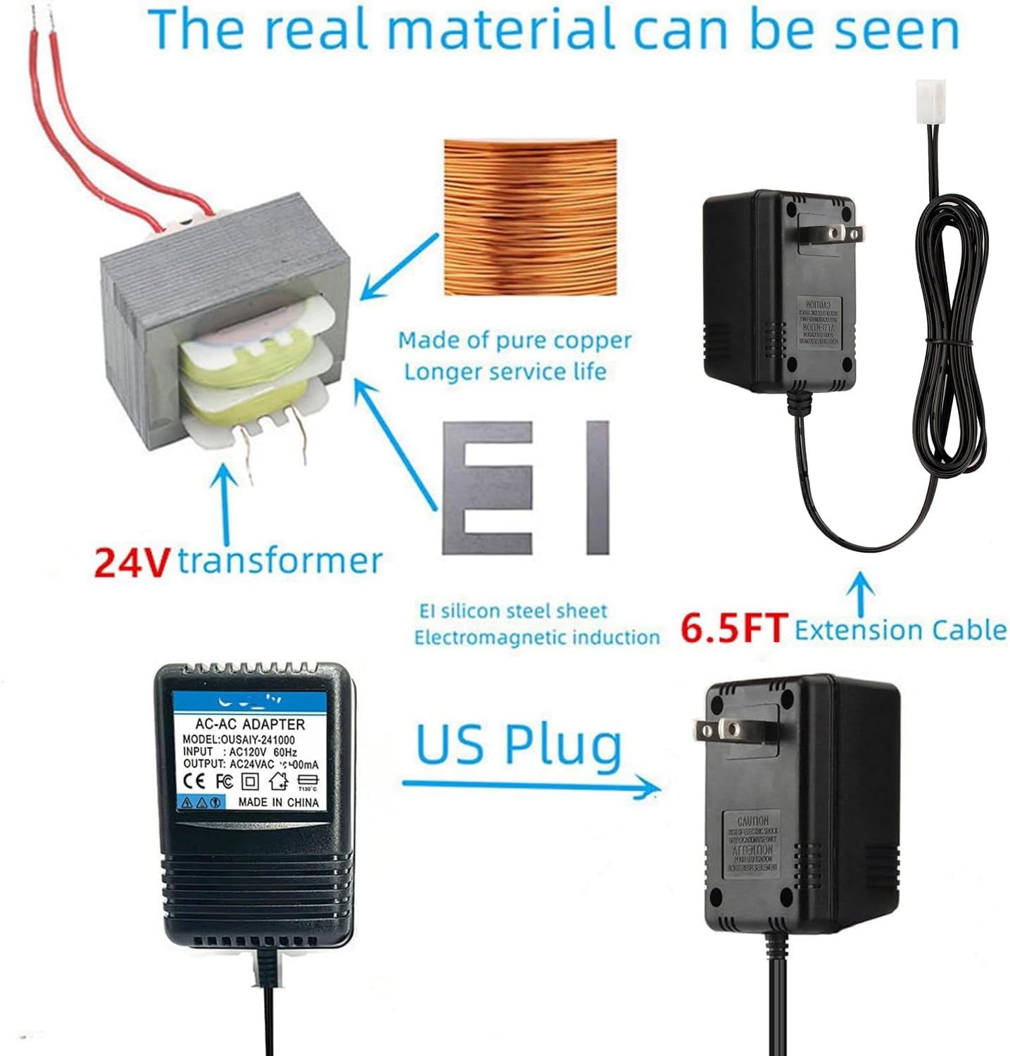 HUZUM 24V AC Adapter Compatible with Orbit Sprinkler System 57040 57096 Watermaster Indoor Irrigation Timers Power Supply Cord, 24V Transformer Replacement for Rain Bird UT1 SST Series