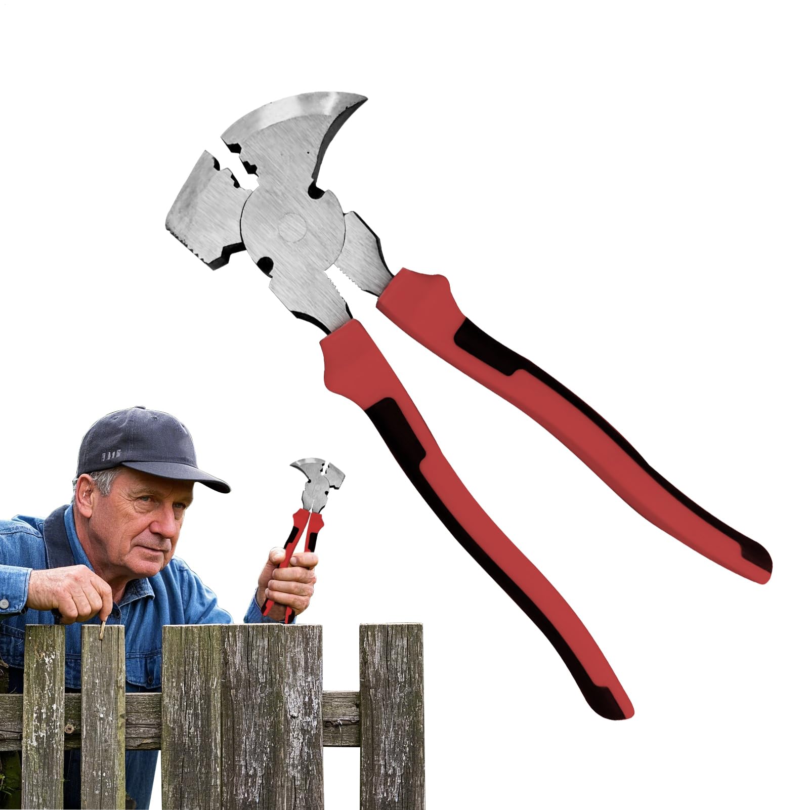 Cortador de valla, pinzas de valla pesada - Puller de grapadora de la herramienta de valla - Empuñadura de base resistente con cabezal de, gadgets fáciles Puller de uñas para la