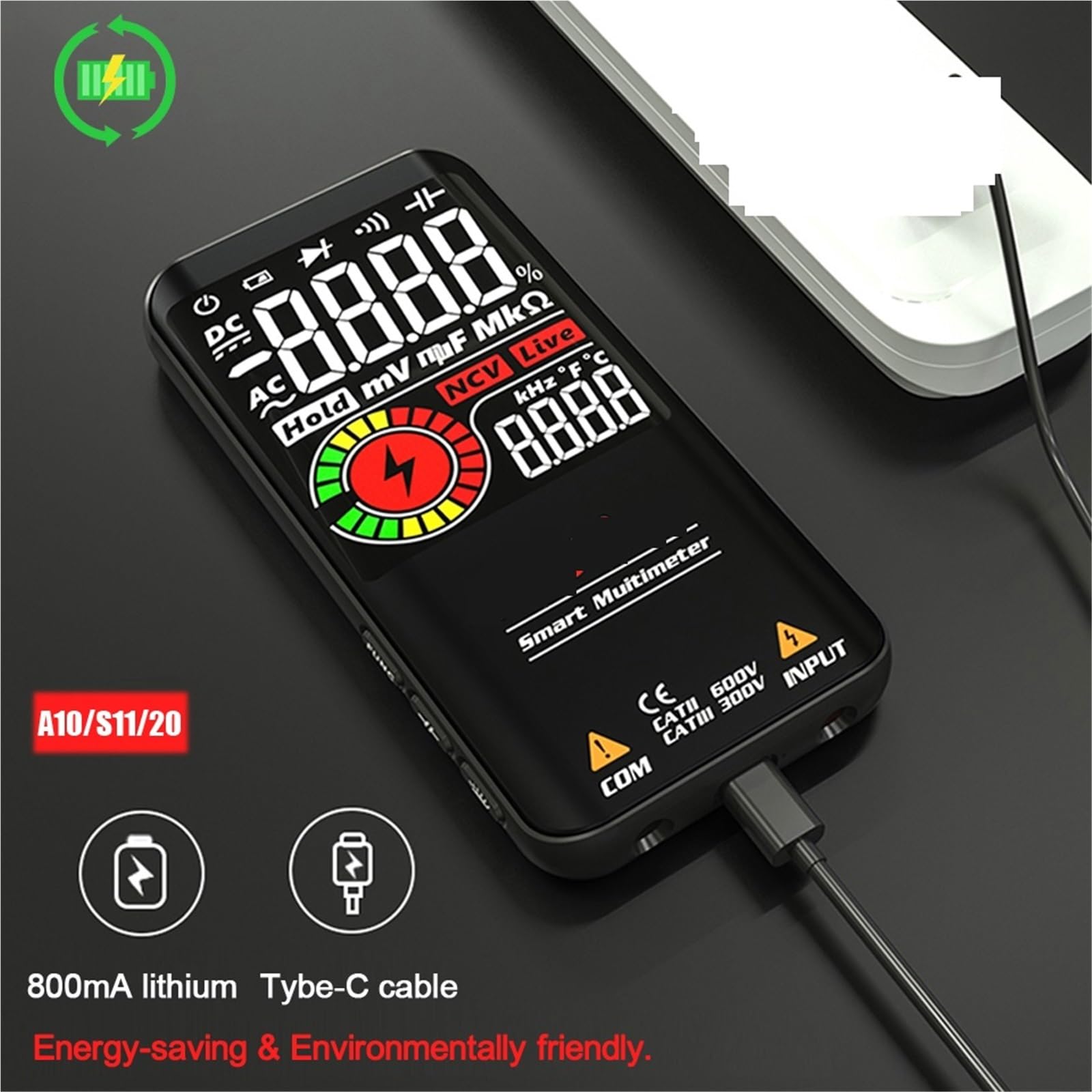Multimetr Cyfrowy, Cyfrowy multimetr Inteligentny DC AC Kondensator napięcia Ohm Dioda NCV Hz EMF Tester Detektor Miernik