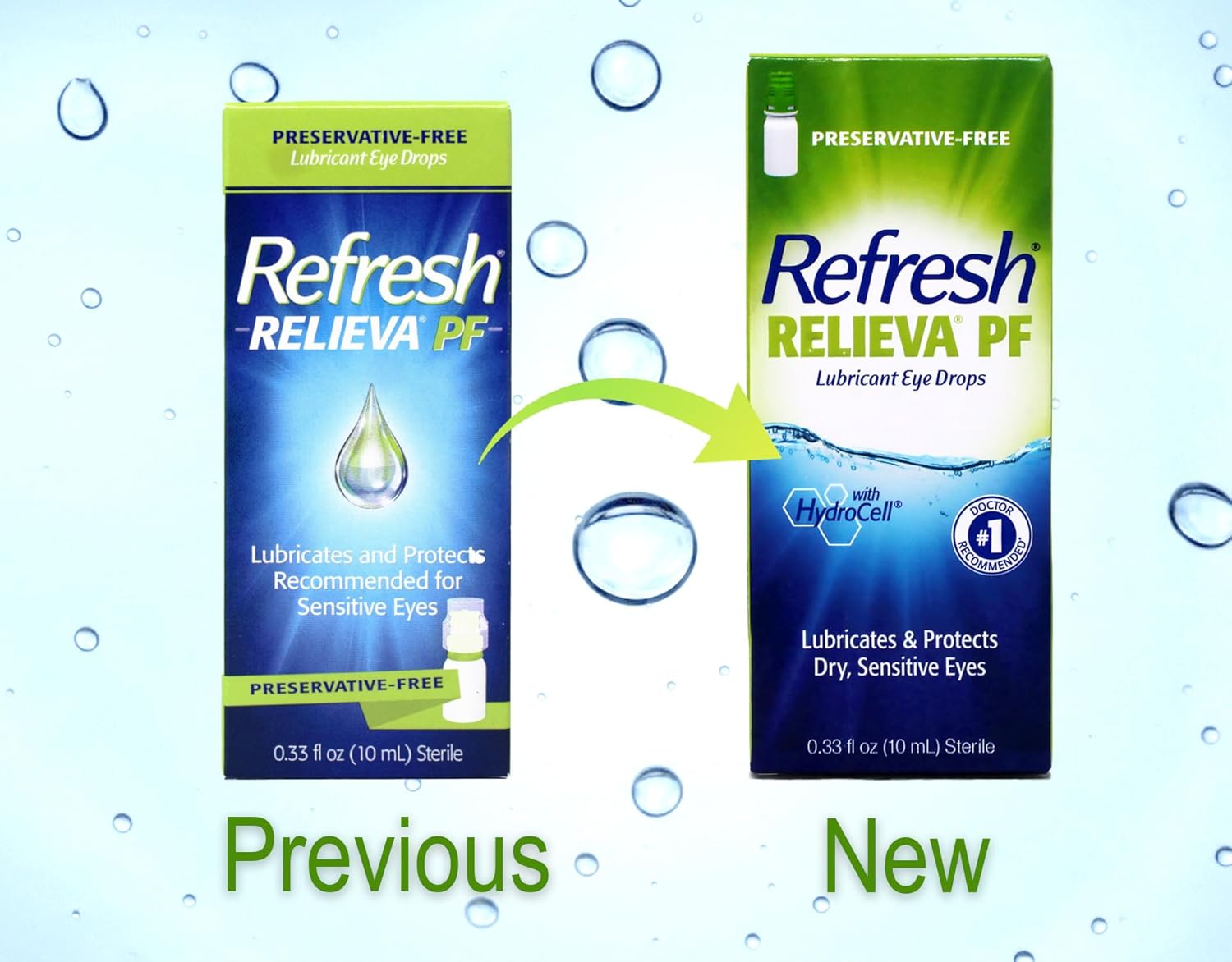 Refresh RELIEVA Preservative-Free Lubricant Eye Drops for Sensitive Eyes, 0.33 FL OZ (10 ml) - 3 Pack