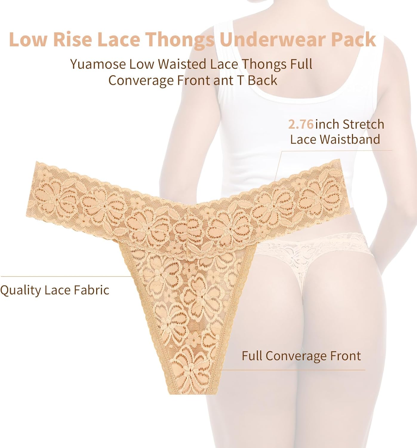 Lace Thongs For Women Plus Size Sexy Underwear T Back Stretch Womens Thongs Underwear 5/6/10 Pack - Image 5