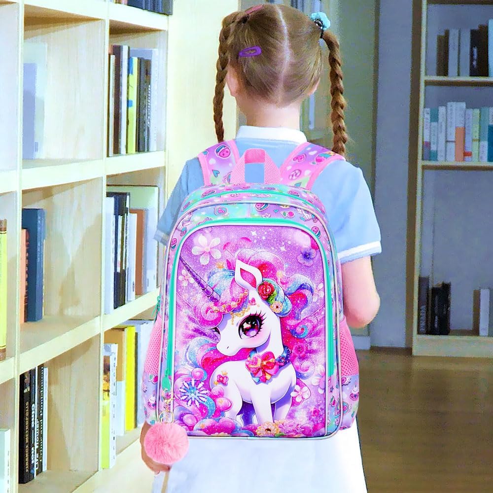 16" Backpack for Girls Boys 4-8, 3Pcs Kids Bookbag Set with Lunch Box, School Bag for Preschool Kindergarten - Image 8