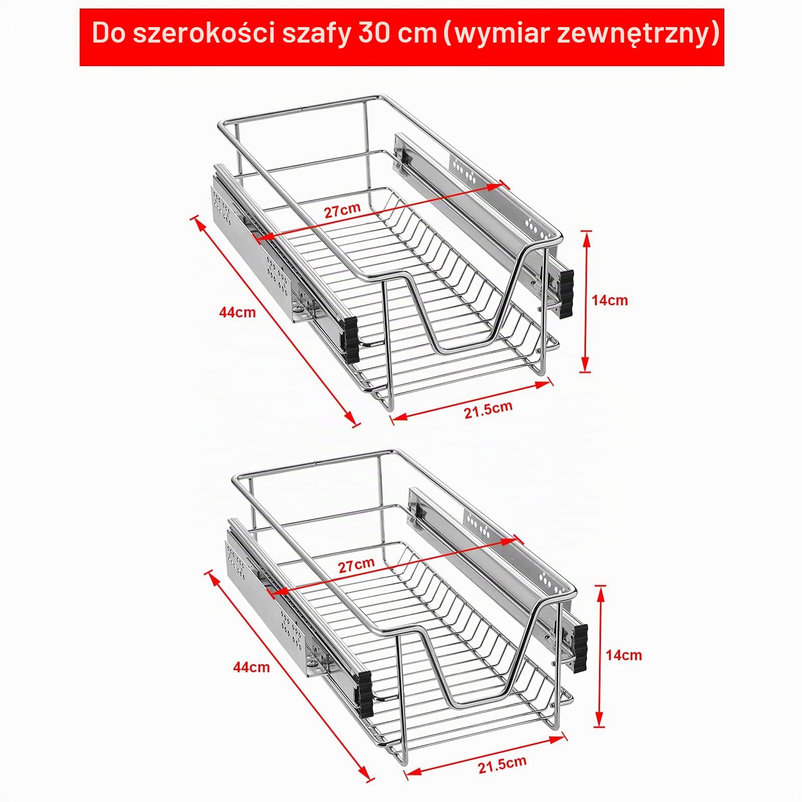 Aufun 2 częściowa szuflada kuchenna teleskopowa pełna wysuwana szafka kuchenna szafki do sypialni ładowalny kosz regał kuchenny domowa półka kuchenna, 30cm