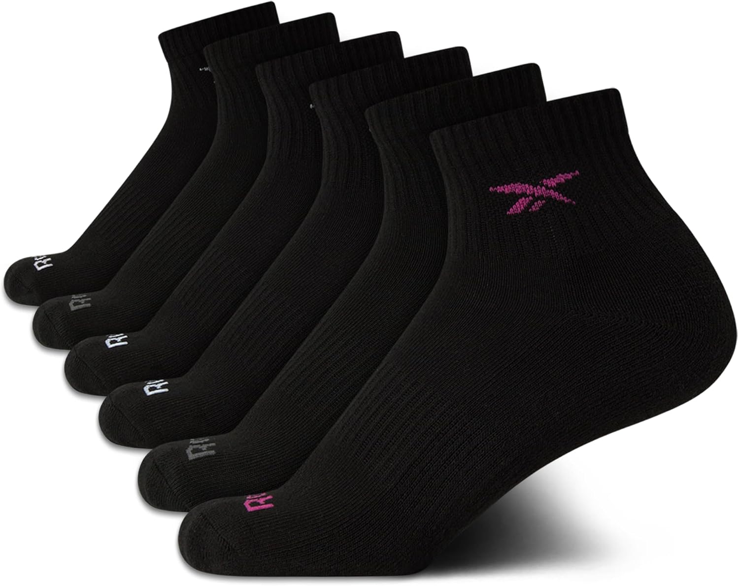 Reebok Girls' Quarter Socks - 6 Pack Moisture-Wicking Low Cut Athletic Ankle Socks for Girls (Sizes: S-L)