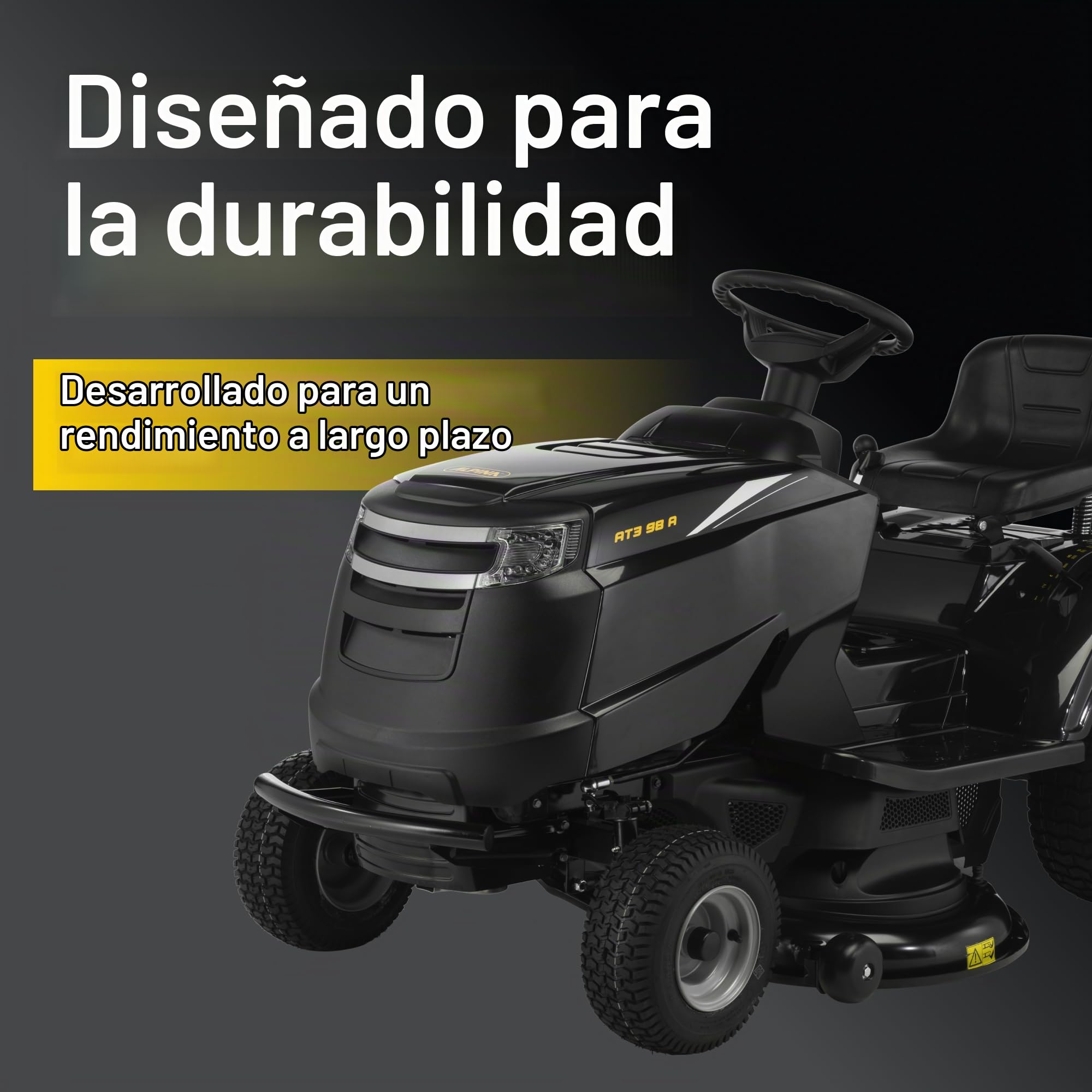 Alpina AT3 98 A – Tractor cortacésped de Gasolina con Motor Alpina de 352 CC, Descarga Lateral y Ancho de Corte de 98 cm