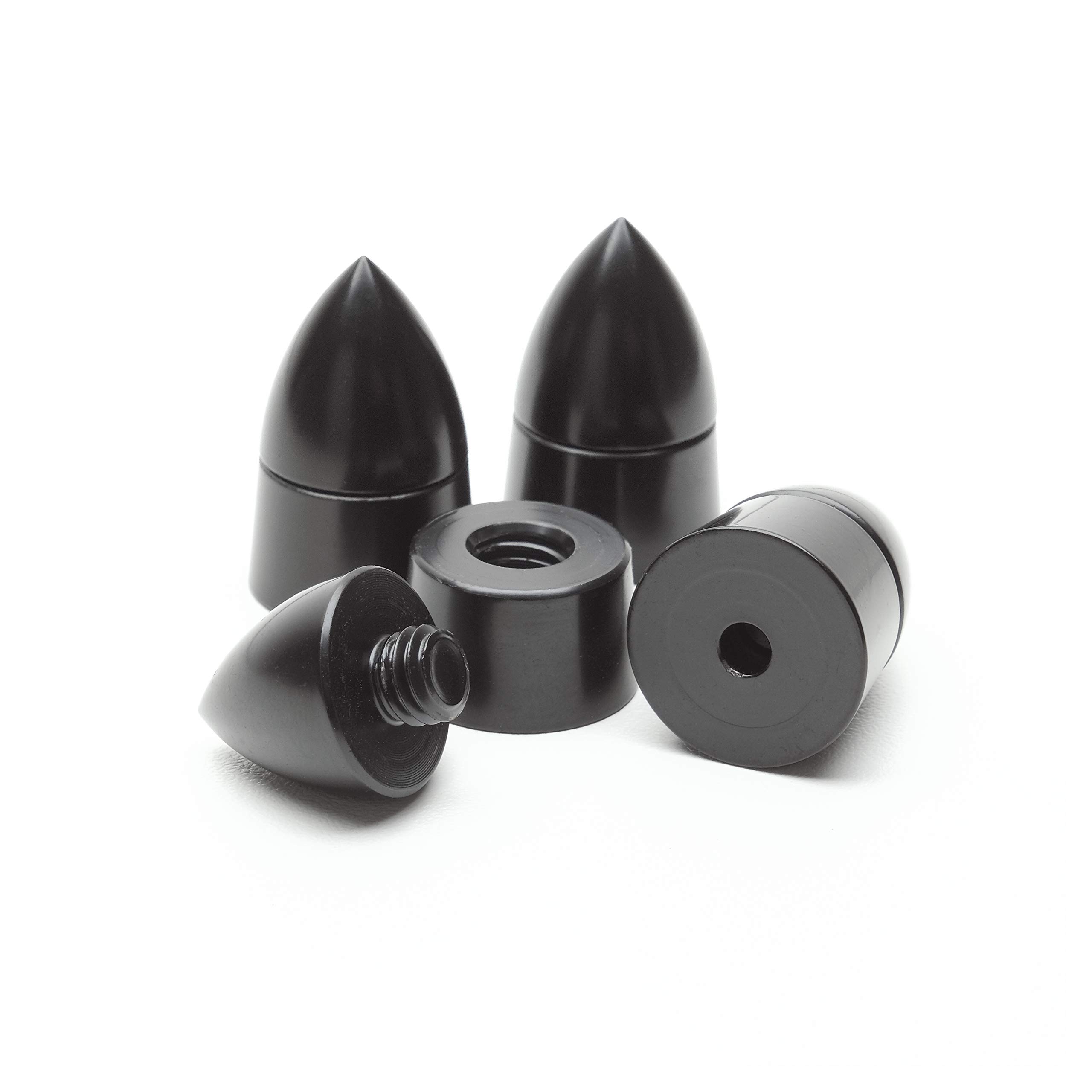 Dynavox Lot de 4 absorbeurs de sous-Watts réglables en Hauteur pour Haut-parleurs, boîtiers ou appareils Hi-FI, Montage à vis, Noir