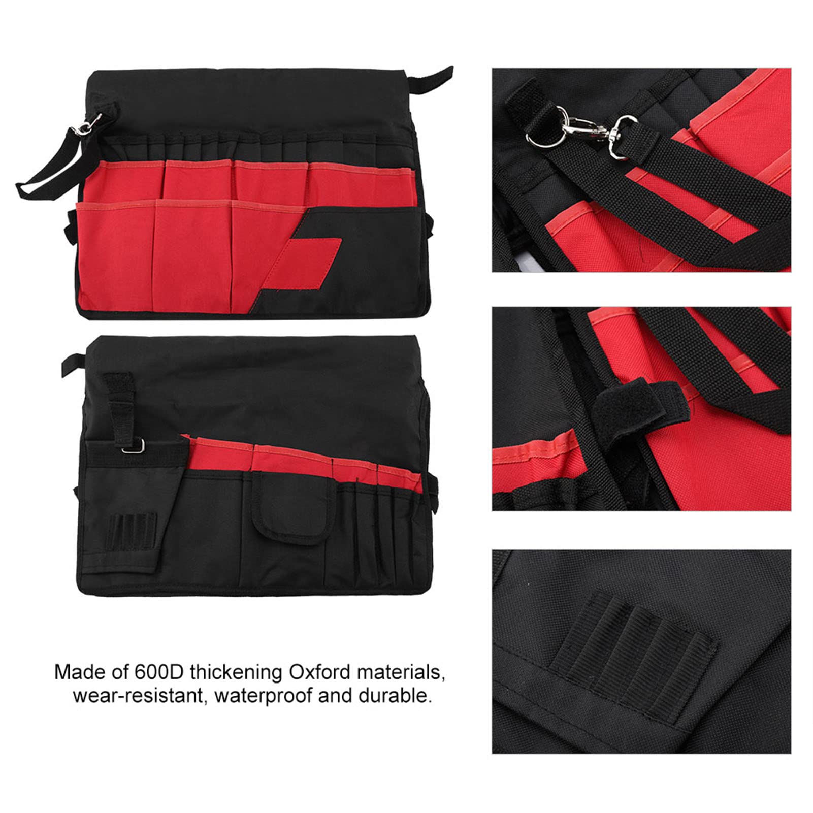 VIFER Sac à Outils pour Seau, Sac à Outils Multifonctionnel en Tissu Oxford avec 42 Poches pour Outils de Jardinage, Noir