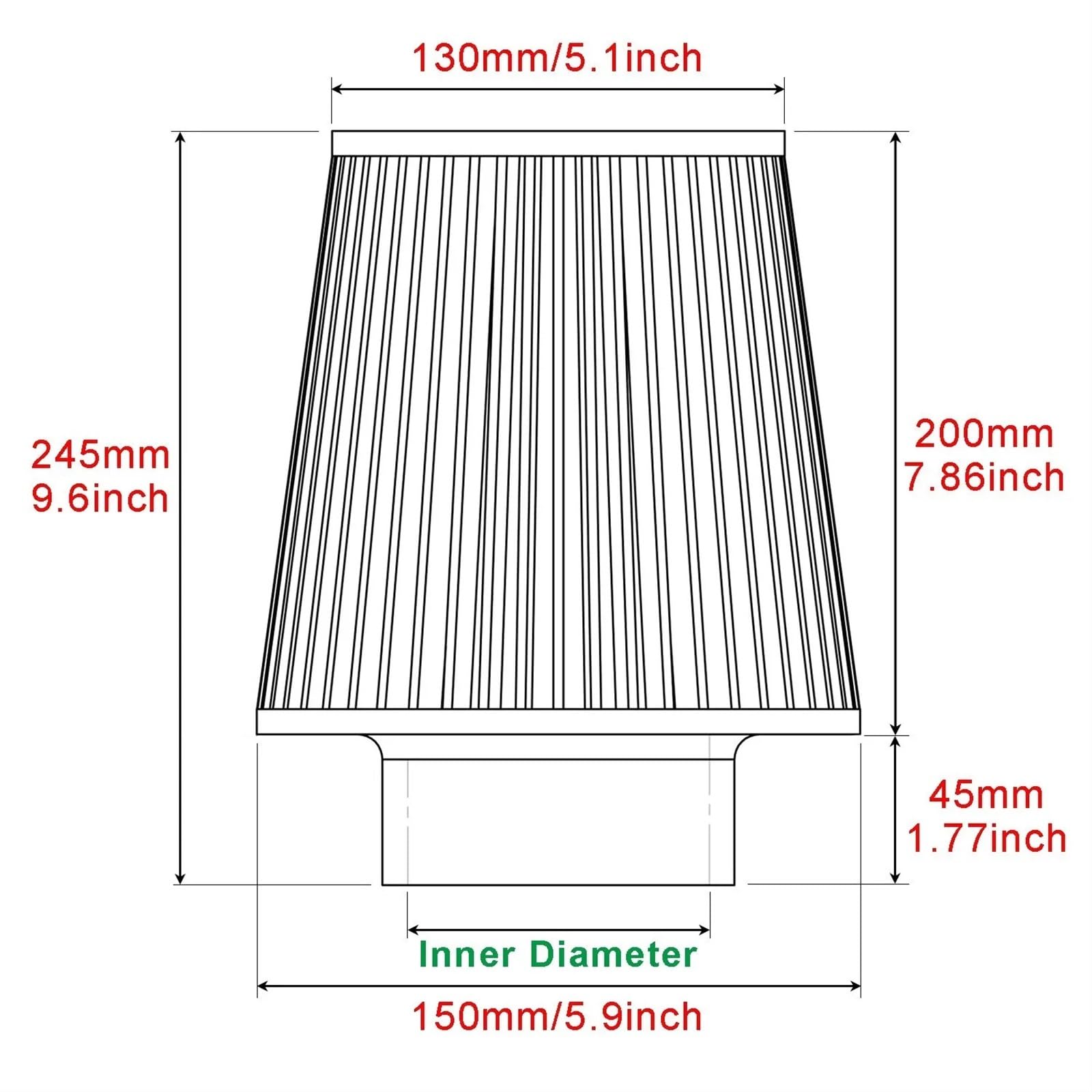 Samochód 76MM 89MM wydajność filtr powietrza o wysokim przepływie filtry wlotu powietrza zimnego stożka 3 "3.5 cala dla wlotu powietrza silnika samochodu sportowego (Size : 76mm)