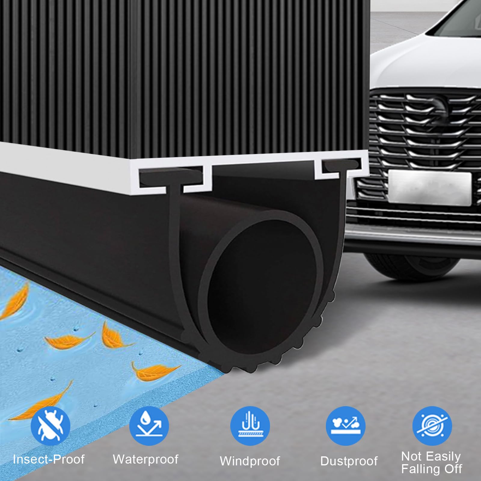 Garage Door Bottom Seal Strip,10Ft Heavy Duty Garage Door Threshold Seal U Shape+O Ring Combination Weatherproof Rubber Garage Door Seal Excluder for Keeping Garage Clean and Dry (10ft (3m)) - Image 3