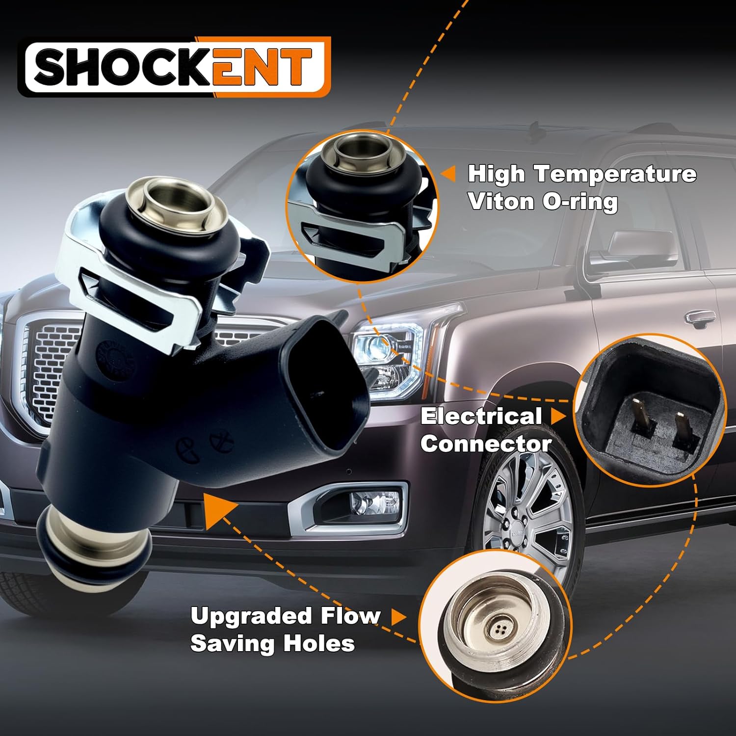 12613411 Upgraded 4-hole [4.8/5.3/6.0L] Fuel injectors Fit for:-Chevy Avalanche 2010-2013, Colorado 2010-2012, Tahoe 2010-2014; Fit for:-GMC Yukon 2010-2014, Canyon 2010-2012 - 8Pcs